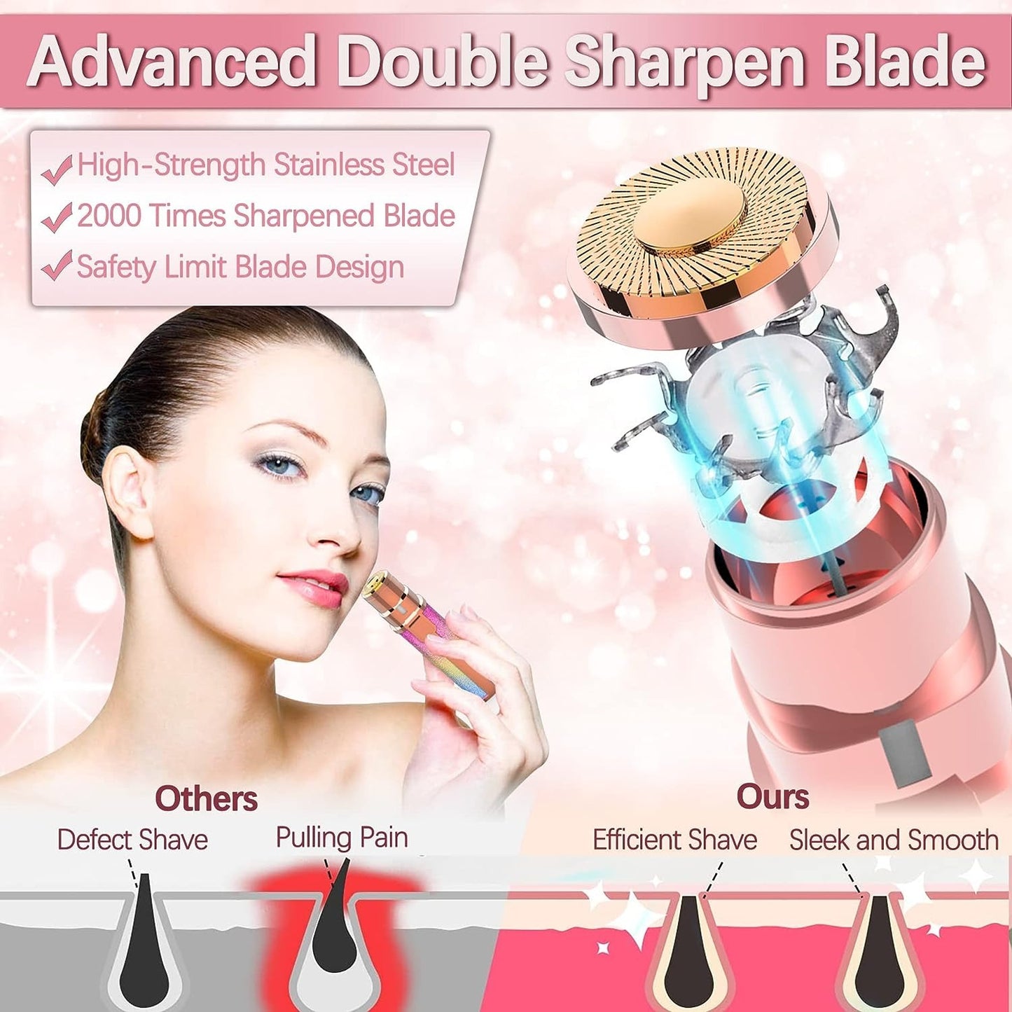 2 in 1 Rechargeable Eyebrow & Facial Hair Remover for Women